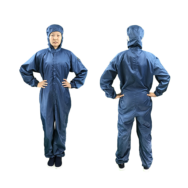 防静电中开襟连帽连体服