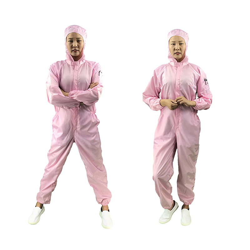 防静电中开襟连帽连体服