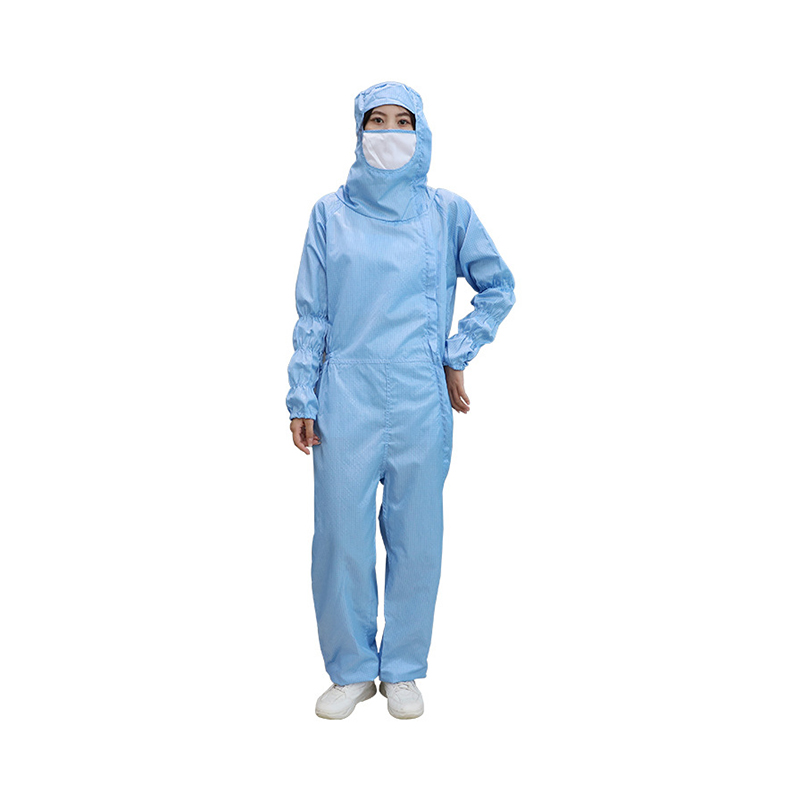防静电斜开襟连帽连体服