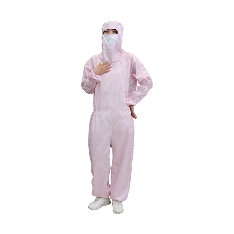 防静电斜开襟连帽连体服